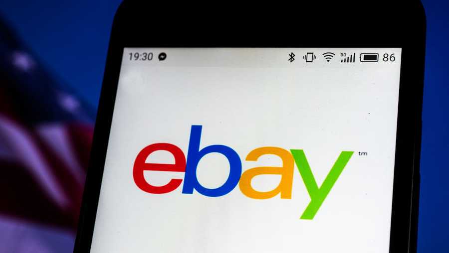 eBay company logo seen displayed on a smart phone...